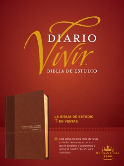  Biblia de estudio del diario vivir RVR60 (SentiPiel, Café/Café claro, Letra Roja)