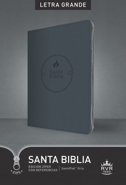  Santa Biblia RVR60, Edición zíper con referencias, letra grande (SentiPiel, Gris, Letra Roja)