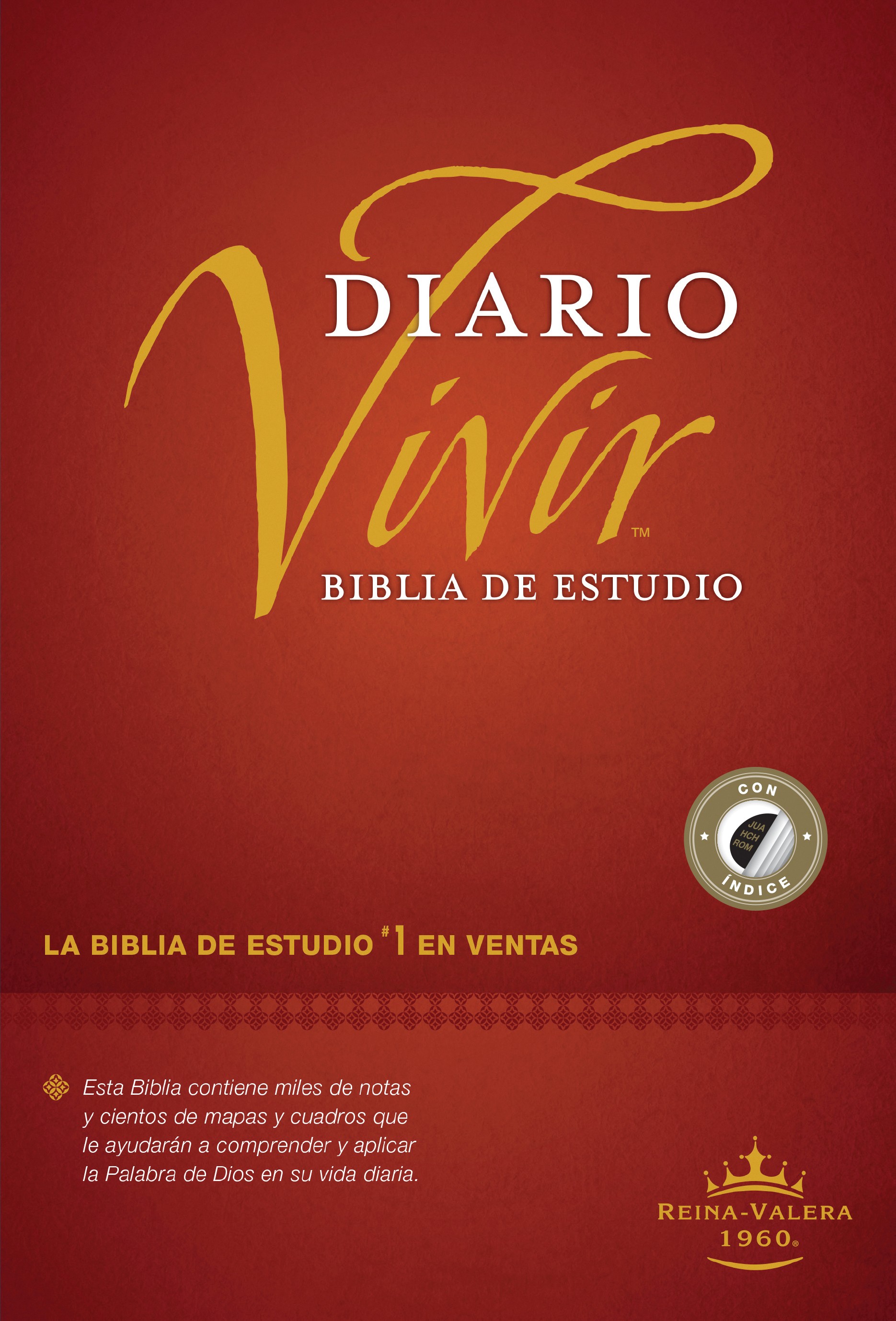  Biblia de estudio del diario vivir RVR60 (Tapa dura, Vino tinto, Índice, Letra Roja)