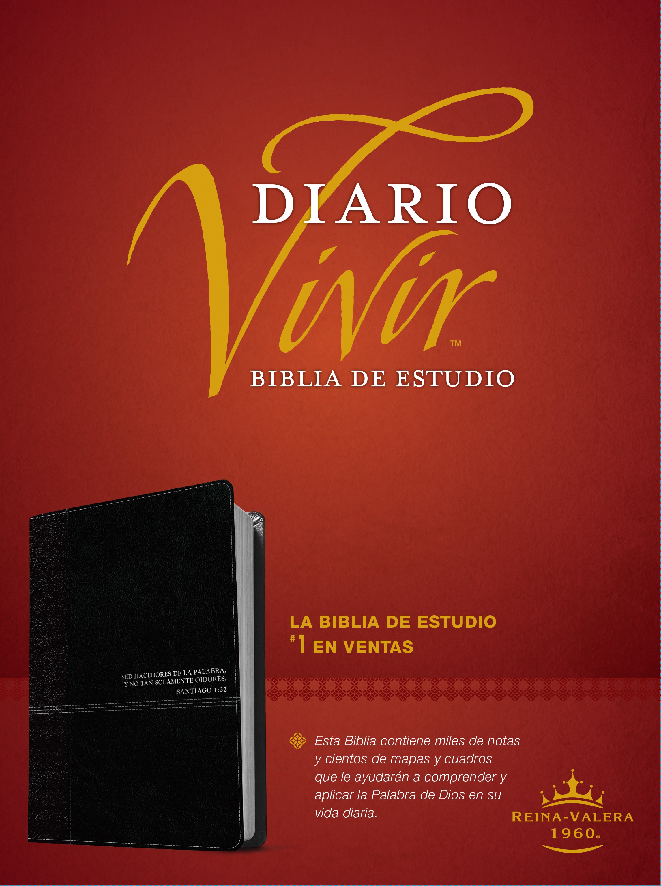  Biblia de estudio del diario vivir RVR60 (SentiPiel, Negro/Ónice, Letra Roja)