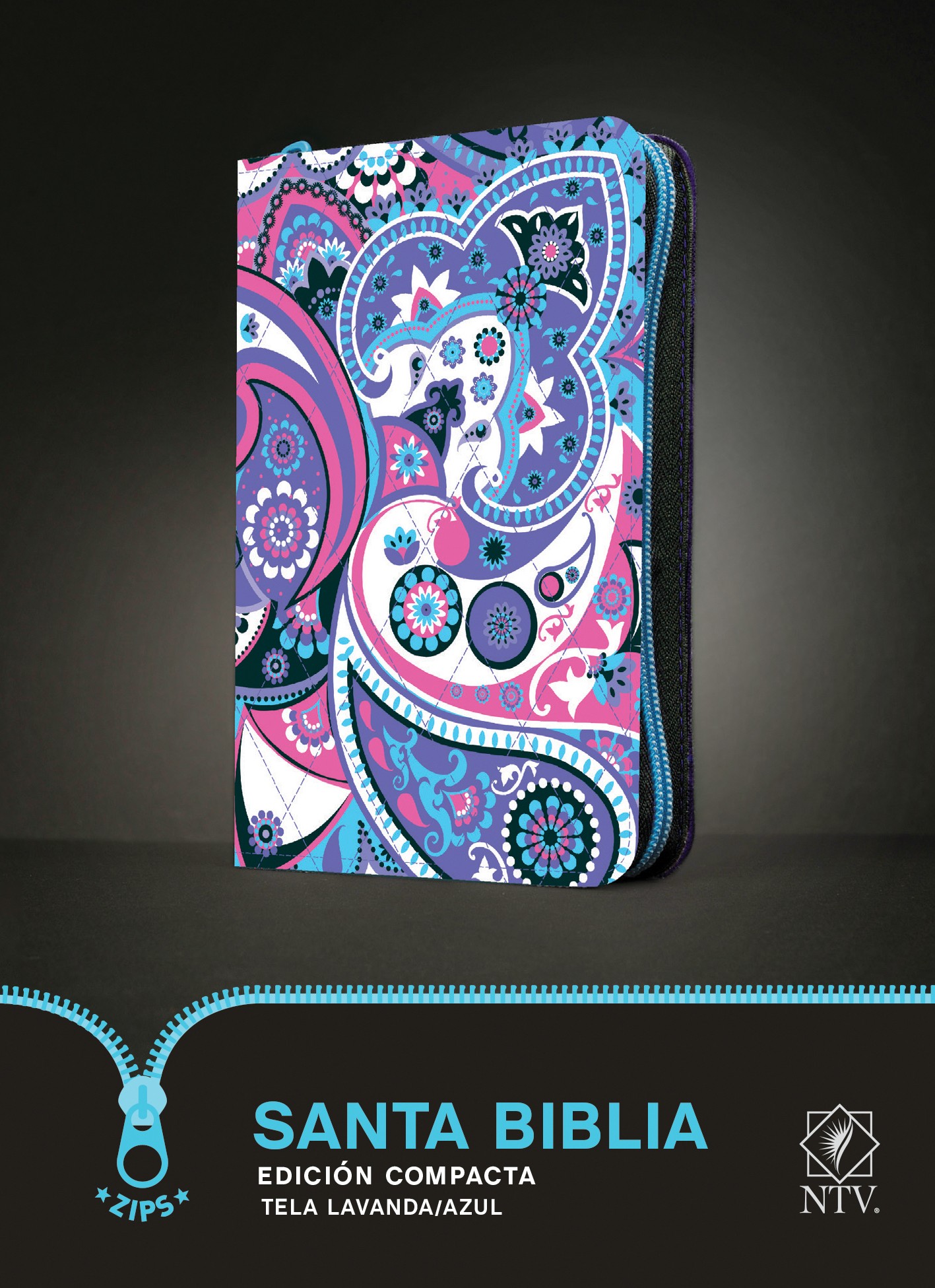  Santa Biblia NTV, Edición compacta, Tela lavanda / azul