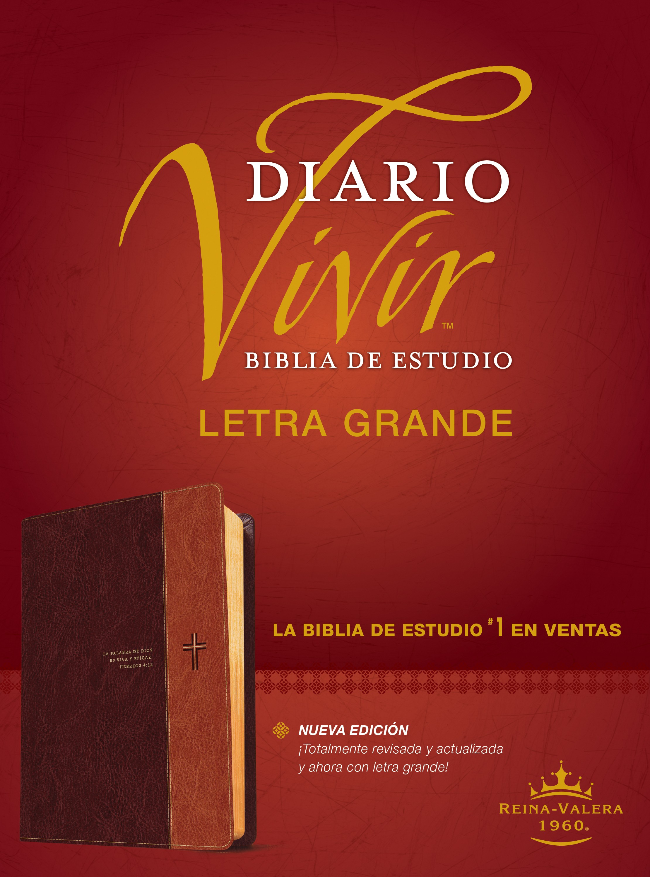  Biblia de estudio del diario vivir RVR60, letra grande (SentiPiel, Café/Café claro, Letra Roja)