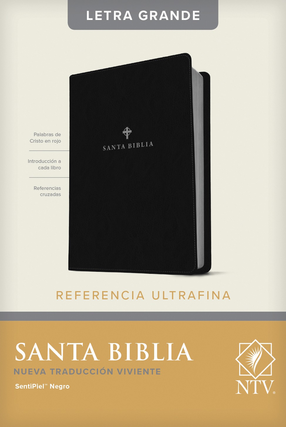  Santa Biblia NTV, Edición de referencia ultrafina, letra grande (SentiPiel, Negro, Letra Roja)