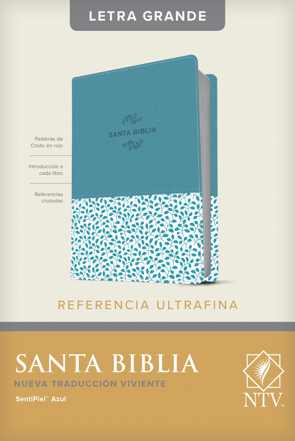  Santa Biblia NTV, Edición de referencia ultrafina, letra grande (SentiPiel, Azul, Letra Roja)