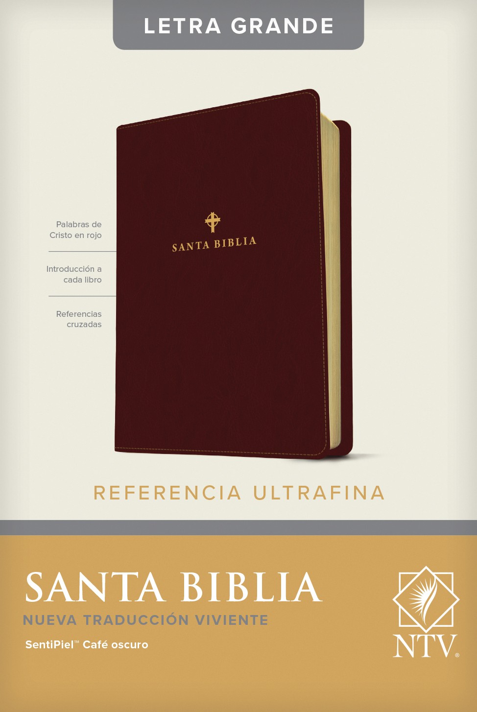  Santa Biblia NTV, Edición de referencia ultrafina, letra grande (SentiPiel, Café oscuro , Índice)