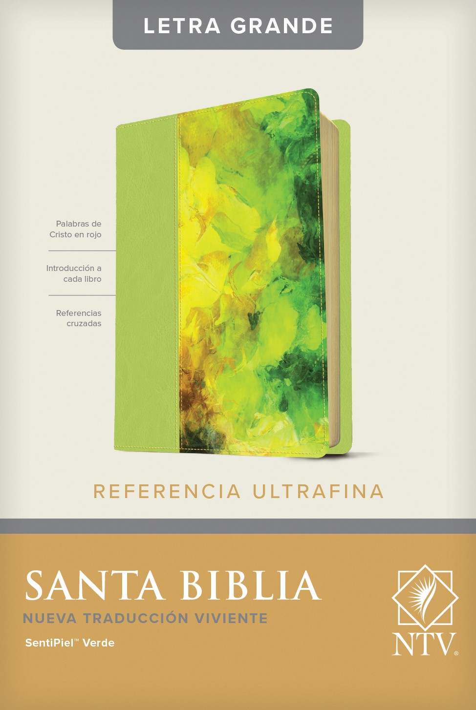  Santa Biblia NTV, Edición de referencia ultrafina, letra grande (SentiPiel, Verde, Índice)