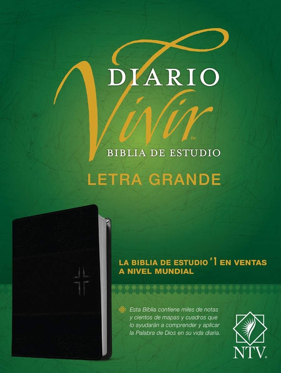  Biblia de estudio del diario vivir NTV, letra grande (SentiPiel, Negro/Ónice, Letra Roja)