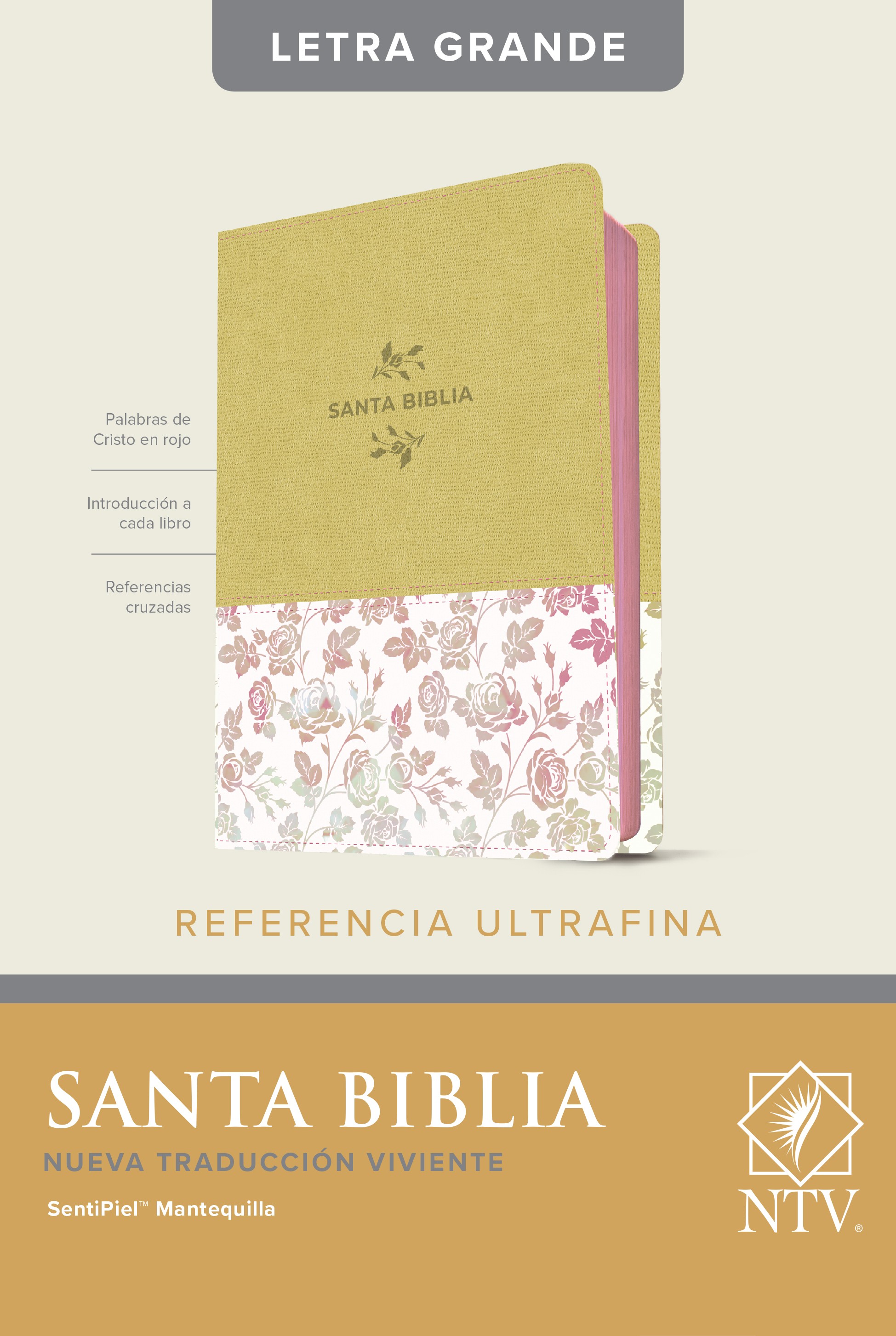  Santa Biblia NTV, Edición de referencia ultrafina, letra grande (SentiPiel, Mantequilla, Letra Roja)