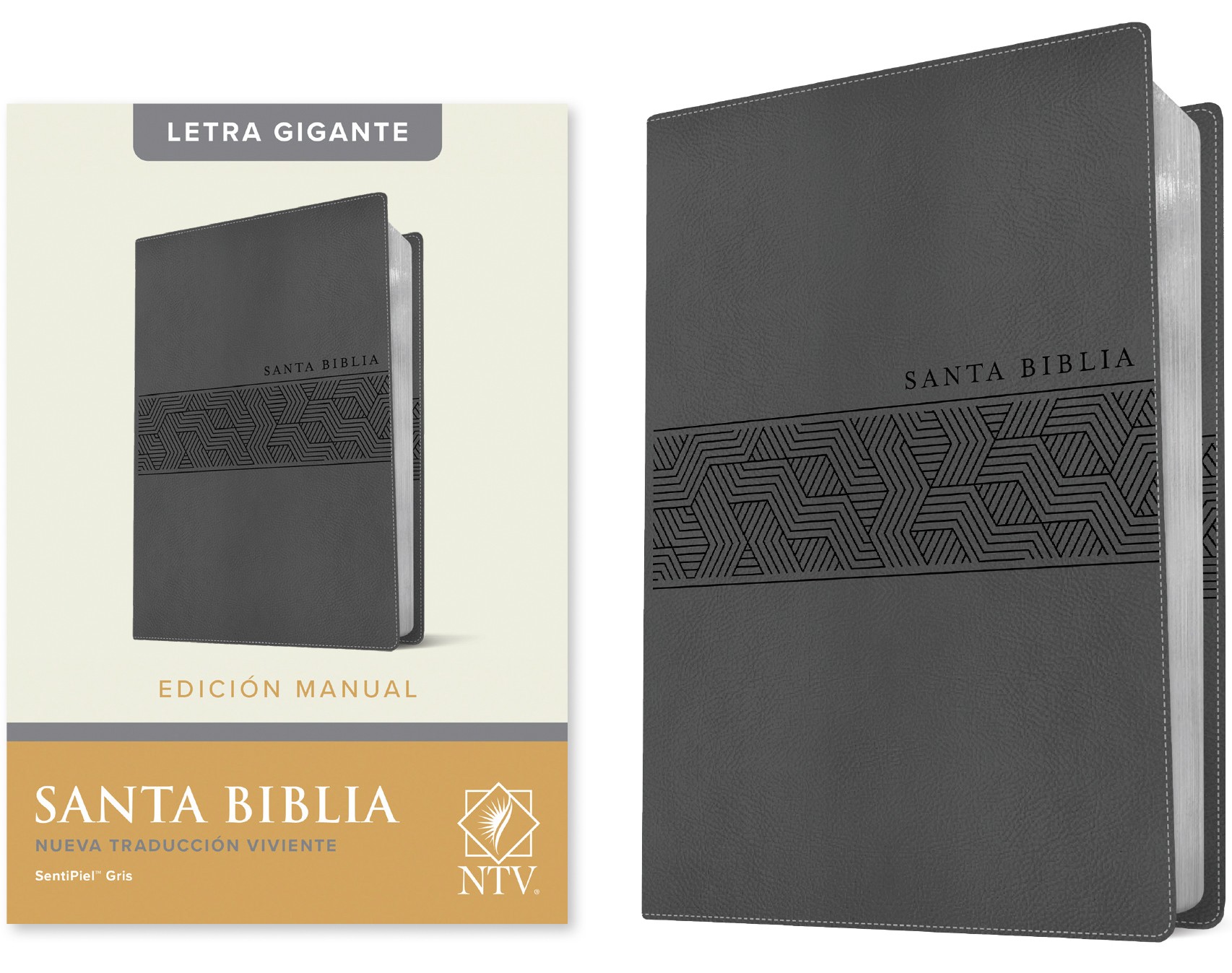  Santa Biblia NTV, Edición manual, letra gigante (SentiPiel, Gris, Letra Roja)