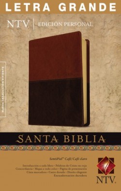  Santa Biblia NTV, Edición personal, letra grande (SentiPiel, Café/Café claro, Índice, Letra Roja)