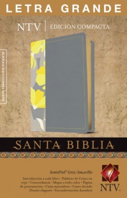  Santa Biblia NTV, Edición compacta, letra grande (SentiPiel, Gris/Amarillo, Letra Roja)