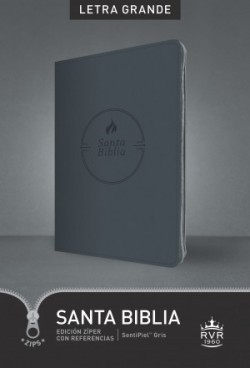  Santa Biblia RVR60, Edición zíper con referencias, letra grande (SentiPiel, Gris, Letra Roja)