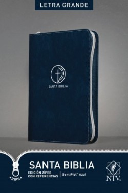 Santa Biblia NTV, Edición zíper con referencias, letra grande (SentiPiel, Azul, Letra Roja)